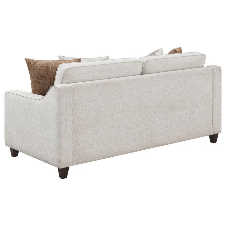 Mahaffey Christine Beige Upholstered Sloped Arm Sofa