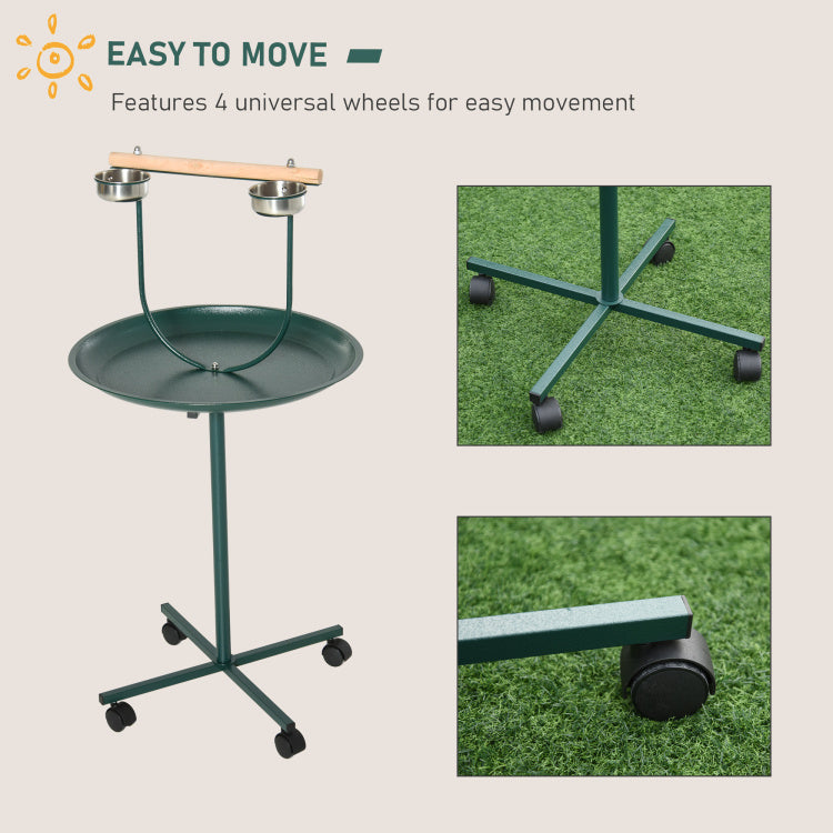 Pawhut 48" Rolling T Stand Bird Training Activity Playground With Perch