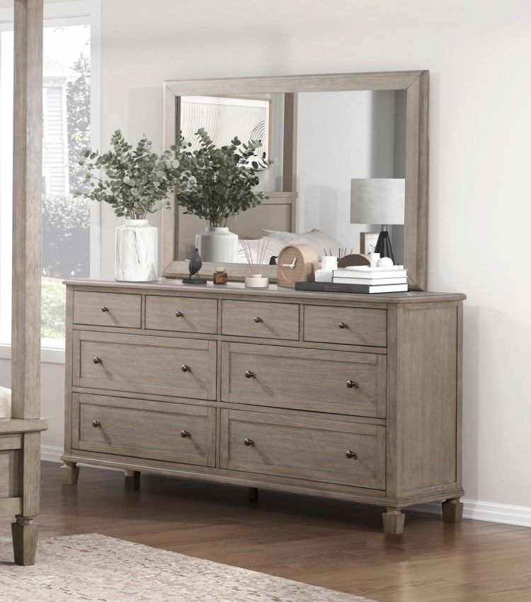 Gray Oak Finish Classic Transitional Bedroom Furniture 1Pc Dresser Of 8 Drawers Wooden Furniture