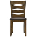 Transitional Ladder Back Side Chair With Fabric Seat, Set Of 2, Brown