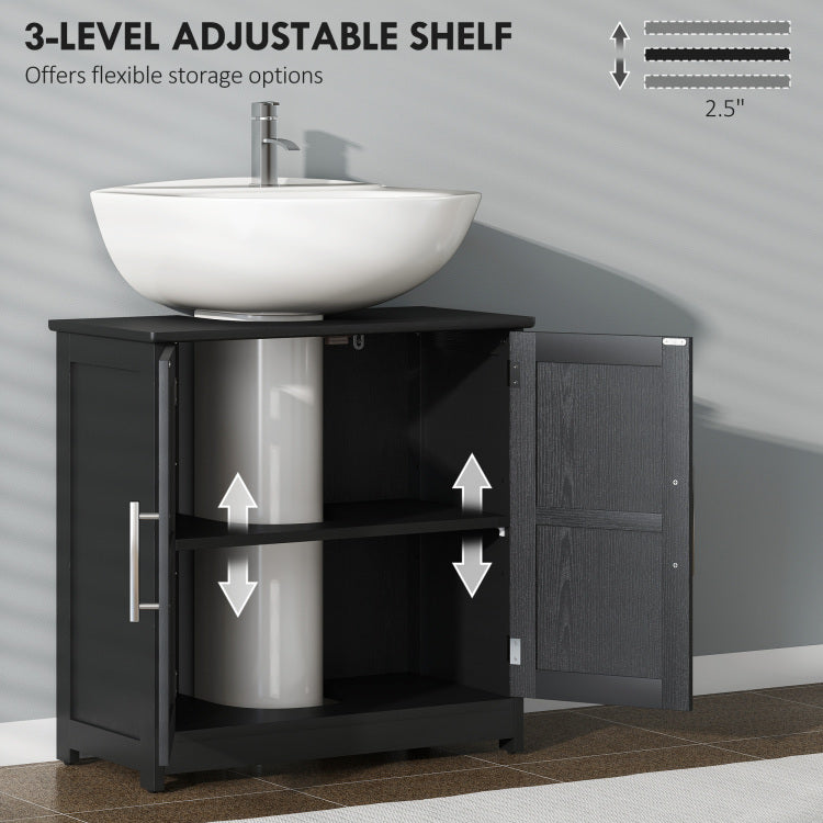 Pedestal Sink Storage Cabinet, Bathroom Sink Cabinet With 2 Barn Doors And Adjustable Shelf Without Washbasin