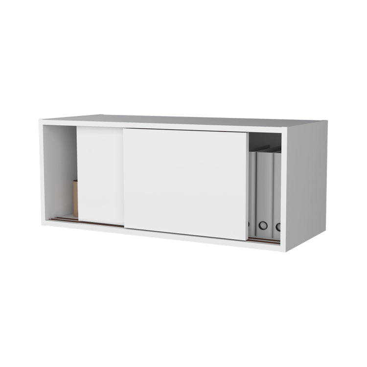 Anegam Floating Cabinet With Sliding Door, White