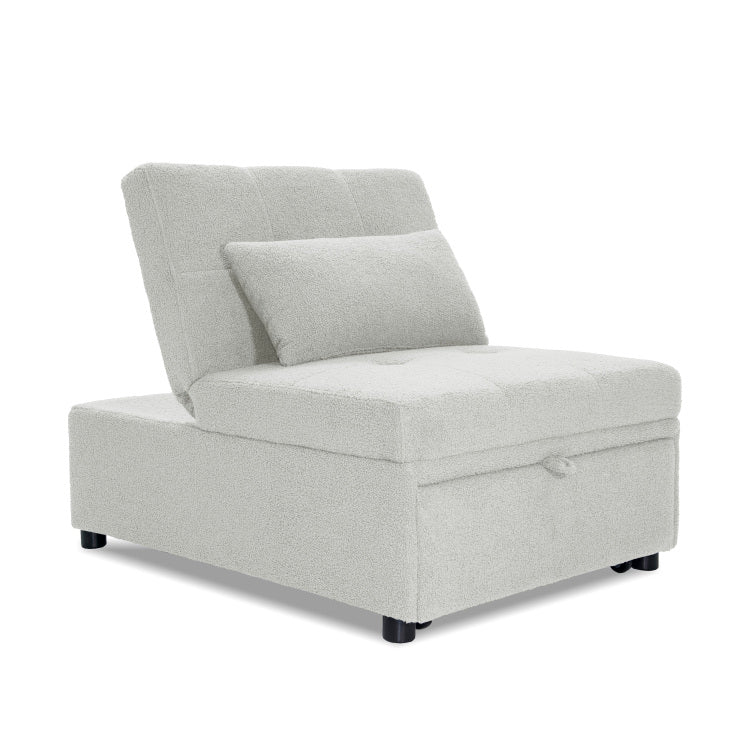 Convertible Sleeper Sofa Chair In Sherpa White