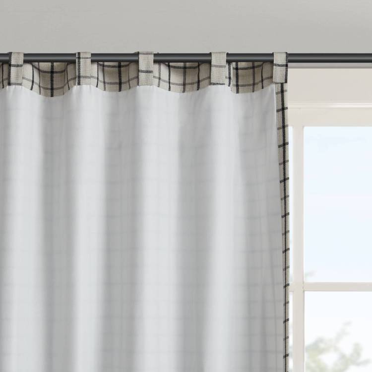 1Pc 50X84" Plaid Rod Pocket And Back Tab Curtain Panel With Fleece Lining