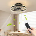 Modern Led With Light 16'' Dimmable Ceiling Light With Invisible Blades And Crystal Design, Remote Control & Adjustable Color Temperature, Quiet Fan For Bedroom, Living Room,Black