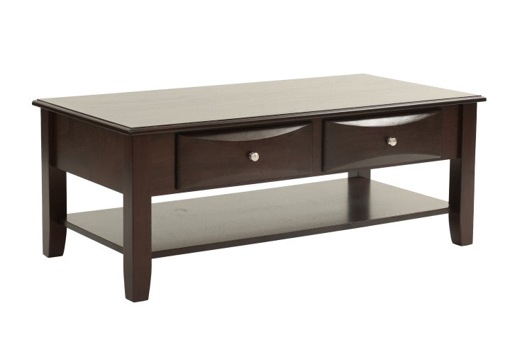 Classic Modern Look Wooden 1Pc Coffee Table Living Room Furniture Table Veneer Top Drawers And Shelf Storage Espresso Antique Black Finish