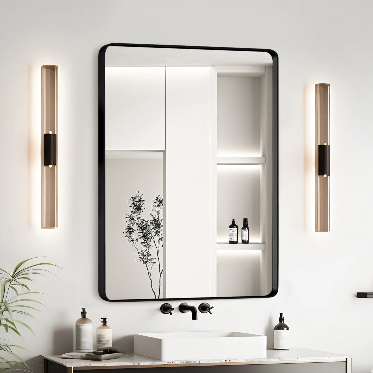 20X30 Inch Black Aluminium Frame Bathroom Mirror