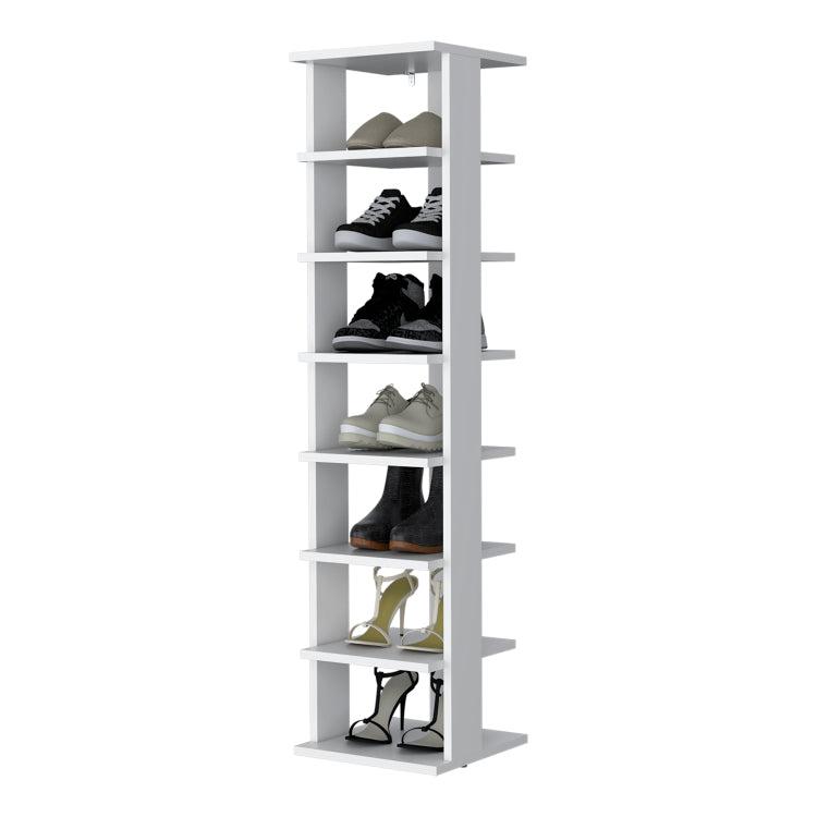 Ivonny 7 Tier Tall Vertical Shoe Rack, Freestanding Organizer With Open Shelves, White