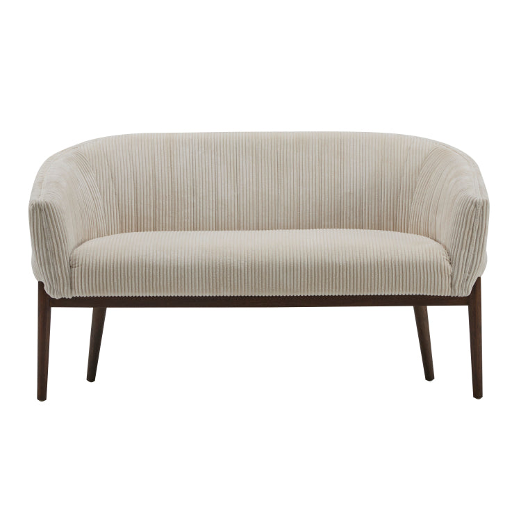 Corduroy Recessed Arm Loveseat Beige Walnut 65780