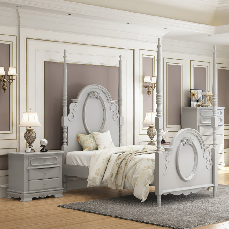 Grey 3 Drawer Nightstand