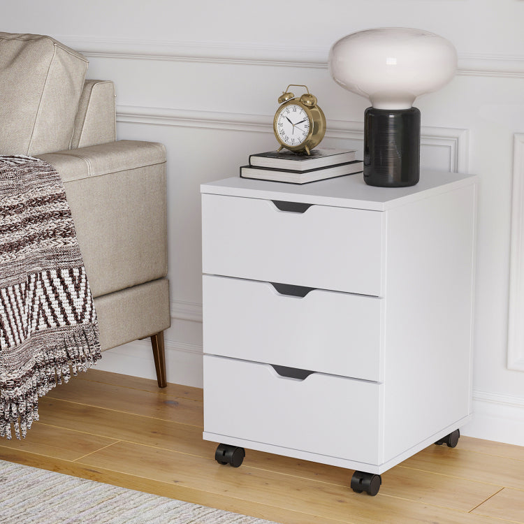 3 Drawer Vertical Filing Cabinet Rolling Wood Mobile File Cabinets Under Desk For Home Office With Casters Non Assembled