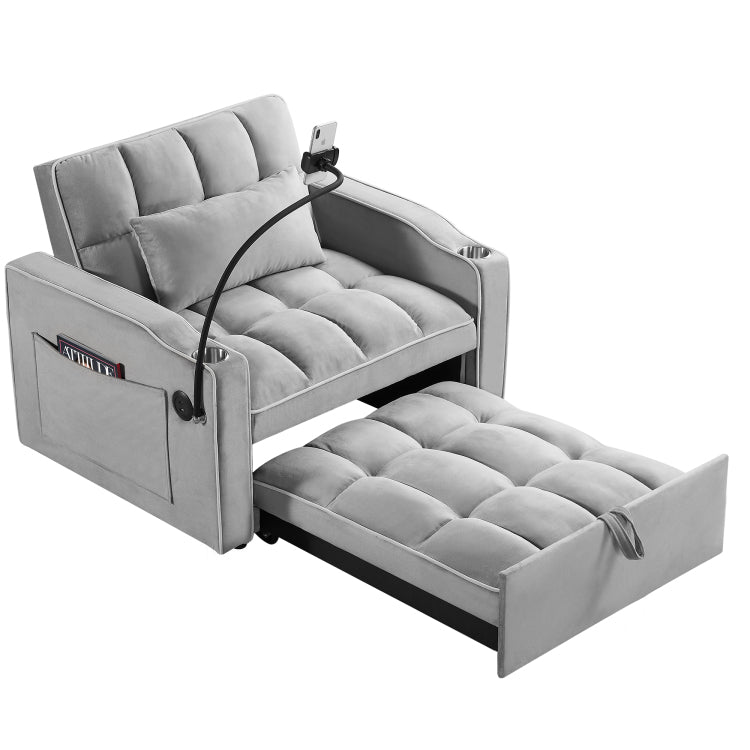 Convertible Sleeper Chair Sofa Bed Adjustable Pull Out Sleeper Chair Bed Multi Pockets Folding Sofa Bed For Living Room Bedroom Small Space,3 In 1 Sofa Bed