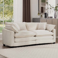Modern Fabric Living Room Sofa 2 Seater Sofa With 4 Pillows ,Upholstered Large And Deep Seating 2 Seat Loveseat Sofa, Light Beige Corduroy