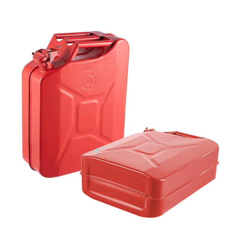 Jerry Fuel Can, 5.3 Gallon 20 L Portable Jerry Gas Can With Flexible Spout System, Rustproof Heat Resistant Steel Fuel Tank For Cars Trucks Equipment, 2Pcs Red