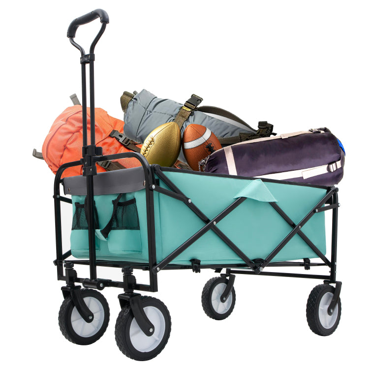 Collapsible Foldable Wagon Cart With Strapping System Beach Wagon Utility Cart Utility Wagon Grocery Cart For For Camping Shopping Sports Gardeing Fishing Supports 360Lbs All Terrain Wheels Green