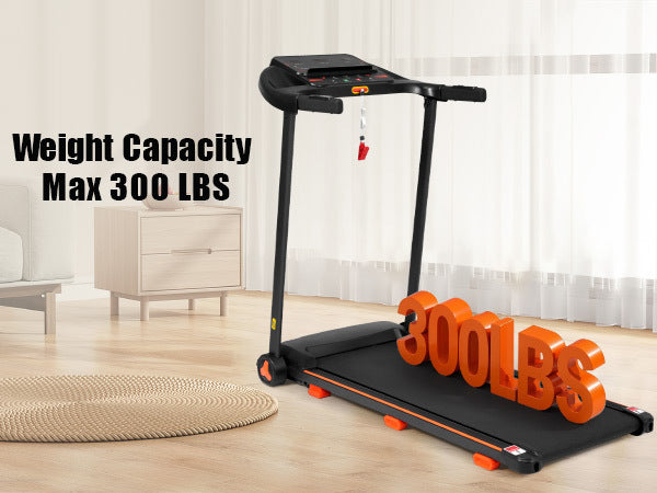 Treadmills For Home, 2.5Hp Quiet Folding Treadmill With Heart Rate Sensor, 300Lbs Weight Capacity, 7.5Mph, Incline Treadmill With Usb Charge Station For Android & Bluetooth Speaker, 6 Shock