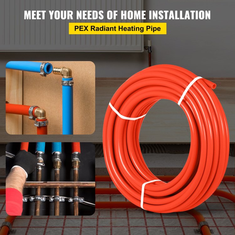 1000Ft Pex Tubing Pipe 1 2" Pex Tubing Oxygen Barrier Radiant Floor Pex Pipe Radiant Heat Floor Heating Plumbing Cold And Hot Water Tubing