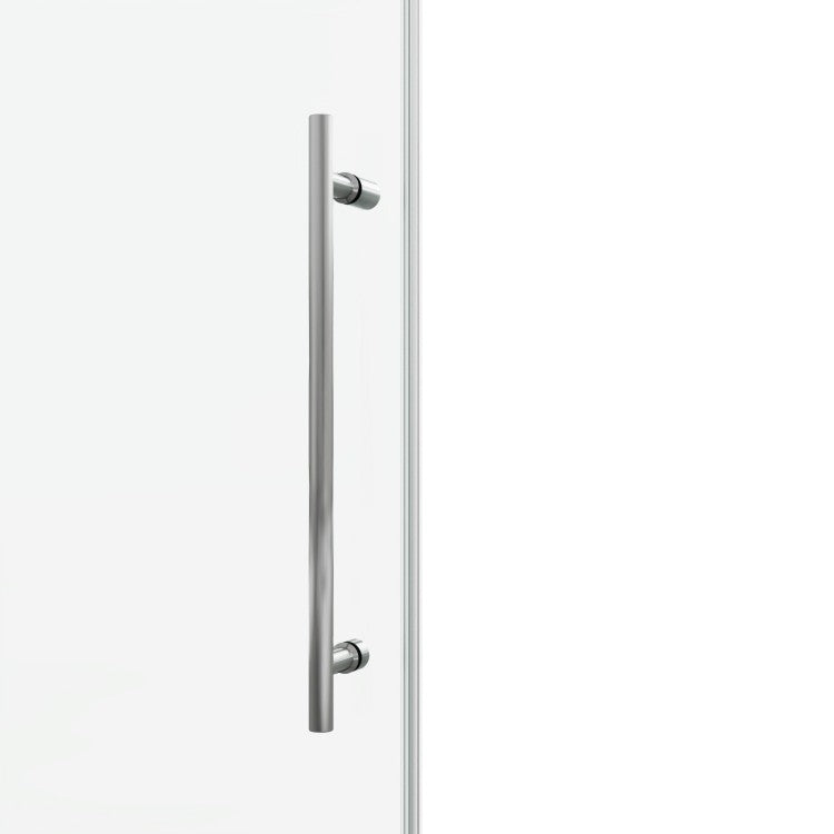 60*76"Fixed & Sliding Shower Door, Round Tube Hardware, Clear Glass Shower Door, 3 8 10Mm Sgcc Tempered Glass, Stainless Steel