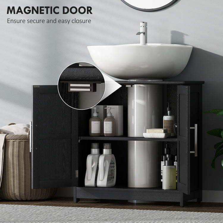 Pedestal Sink Storage Cabinet, Bathroom Sink Cabinet With 2 Barn Doors And Adjustable Shelf Without Washbasin