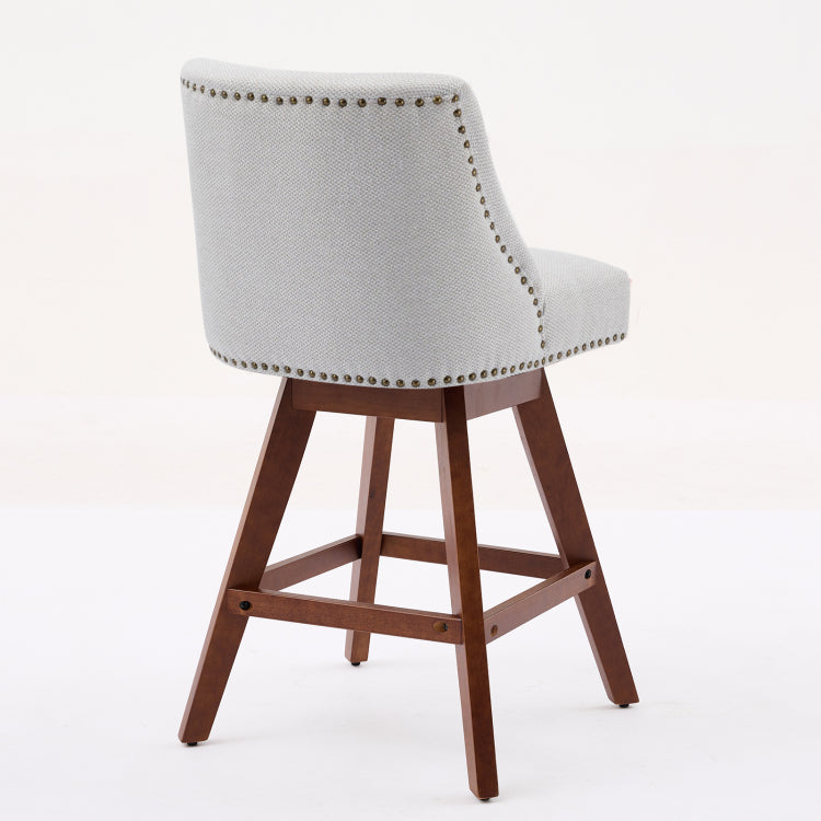 Counter Height Swivel Barstools, 26'' H Seat Height Upholstered Bar Stools Set Of 2, Fabric In Ivory