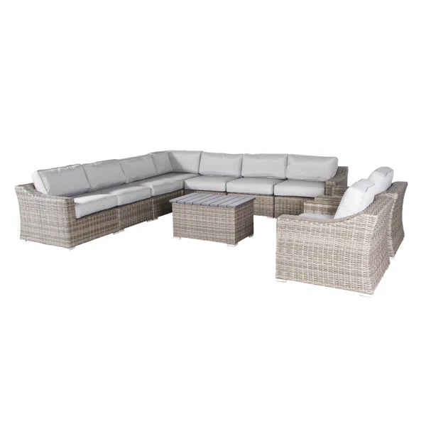 8 Person Outdoor Seating Group With Cushions Pre Assembled Sofa