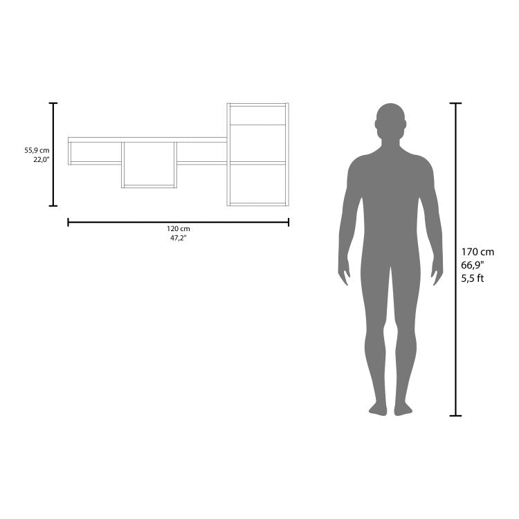 White Wall Mounted Shelf Unit With 5 Shelf