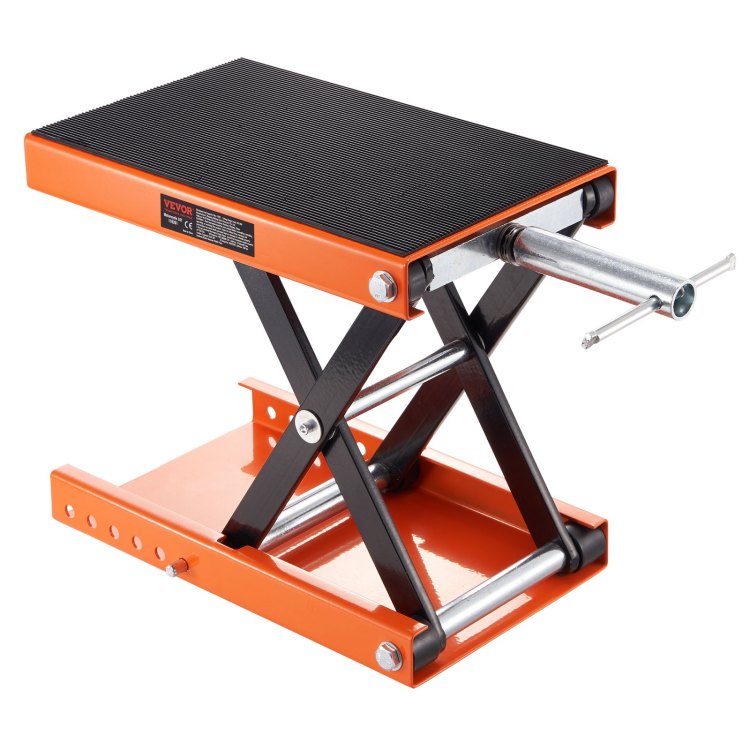 Motorcycle Lift, 1100 Lbs Motorcycle Scissor Lift Jack With Wide Deck & Safety Pin, 3.7" 13.8" Center Hoist Crank Stand, Steel Scissor Jack For Street Bikes, Cruiser Bikes, Touring Motorcycles