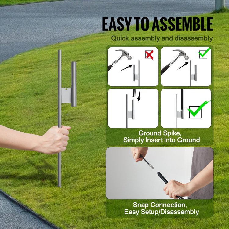 Feather Flag Pole Kit 2 Packs Swooper Flag Pole 12.7 Ft With Ground Stakes