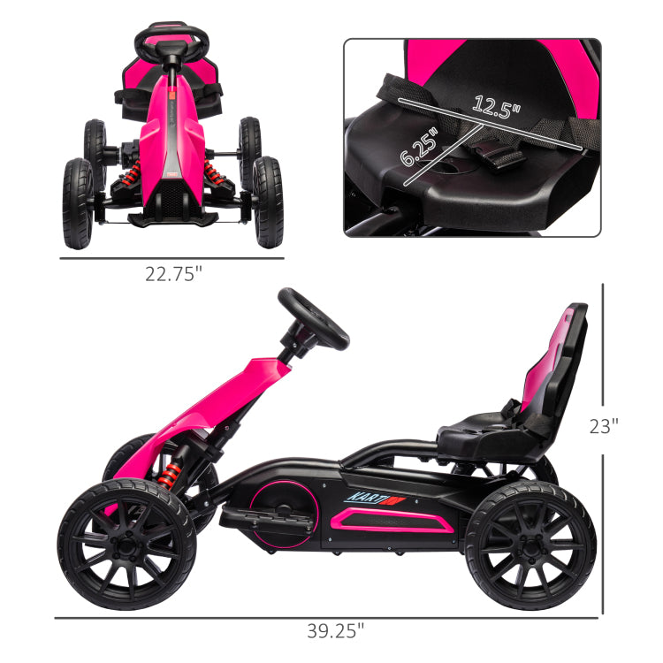 Aosom 12V Electric Go Kart For Kids, Outdoor Ride On Toy With Forward Backward Drive & Adjustable Speed, Gift For Child 3 8 Years Old, Pink