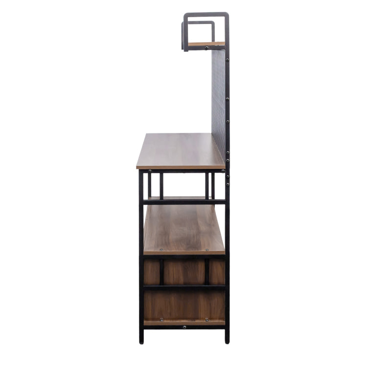 Kitchen Bakers Rack With Door, Microwave Oven Stand, Utility Storage Shelf, Durable Kitchen Organizer For Small Spaces