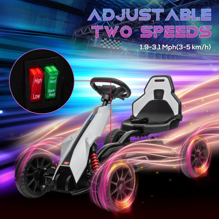 Aosom 12V Electric Go Kart For Kids, Outdoor Ride On Toy With Forward Backward Drive & Adjustable Speed, Gift For Child 3 8 Years Old, White