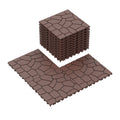 Stone Texture 12" Patio Deck Tiles, Diy Module Interlocking Decking Tiles Floor Tile,Easy And Quick Installation Court Tiles For Porch Poolside Balcony Backyard 44Pcs, Brown