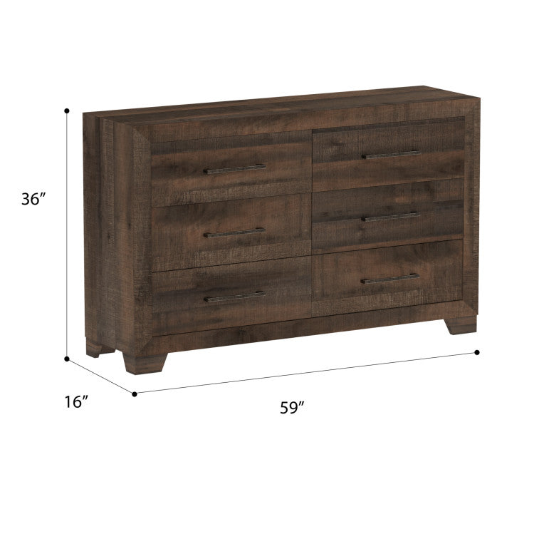 Brown 6 Drawer Dresser