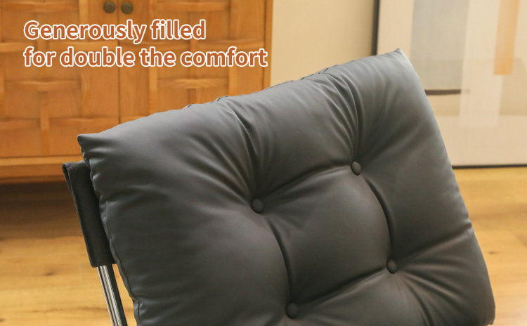 Leather Armchair, Modern Accent Chair High Back, Living Room Chairs With Metal Legs And Soft Padded, Sofa Chairs For Home Office,Bedroom,Dining Room Black 1Pc