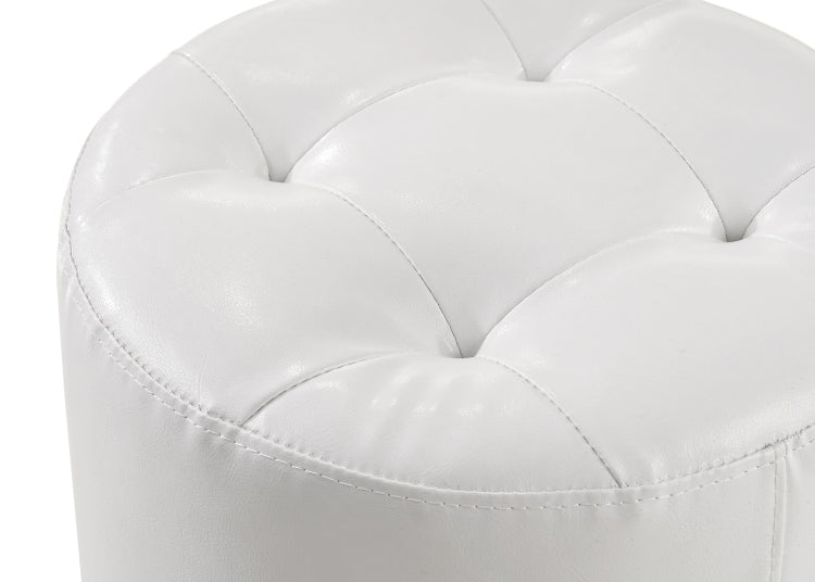 1Pc Glam Contemporary Upholstered Round Swivel Vanity Stool Button Tufted Seat White