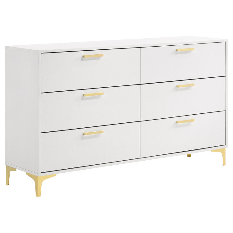 Karena White Rectangular 6 Drawer Dresser