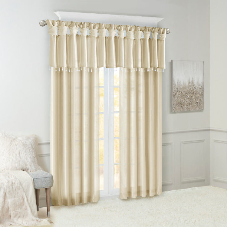 Twist Tab Lined Window Curtain Panel Champagne 50X95"
