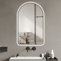 28"X48"Arched Led Mirror For Bathroom,Time And Temperature Display, Backlight, Anti Fog, Dimmable, With Three Color Temperatures Modern Vanity Light Mirror, Perfect For Over Sink,Black Frame