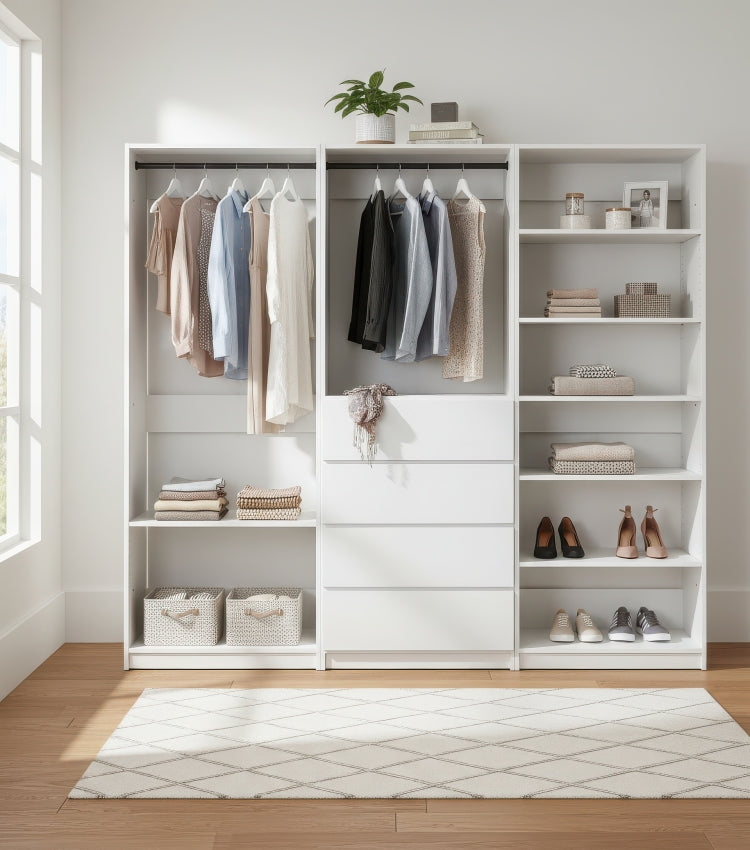 Prosper White Freestanding Walk In Wood Closet System