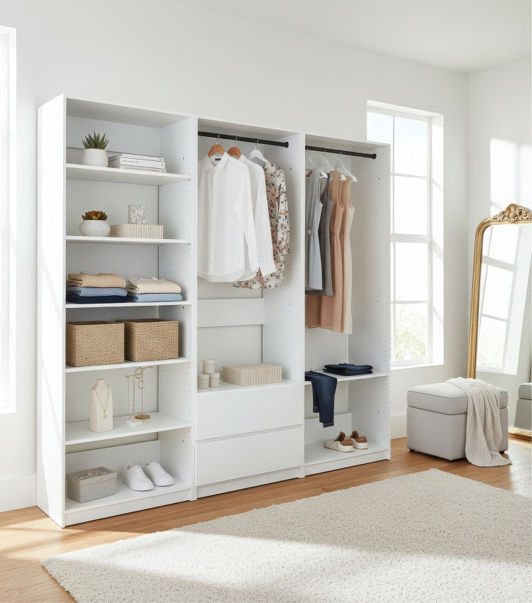 Prosper White Freestanding Walk In Wood Closet System