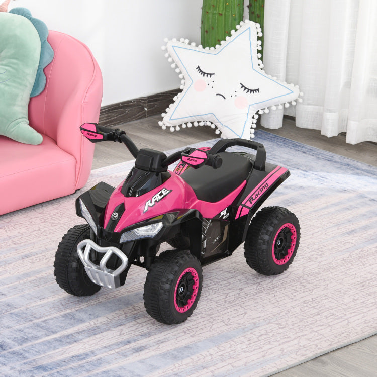 Aosom No Power Kids Ride On Push Car, Ride Racer, Foot To Floor Sliding Car, Walking Atv Toy With Music, Lights, For 1.5 3 Years Old, Pink