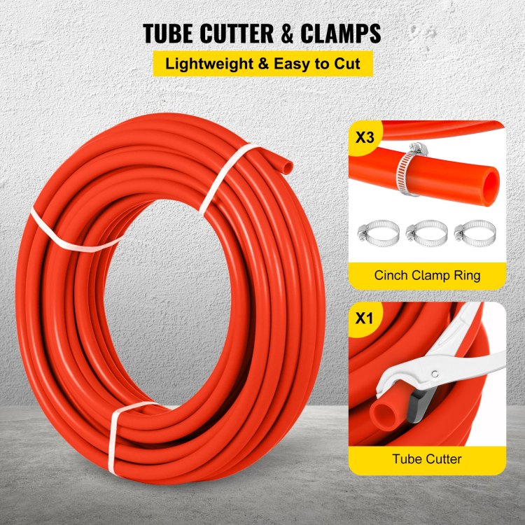 Oxygen Barrier 1 2 Inch 300 Feet Tube Coil Evoh Pex B Pipe, For Residential Commercial Radiant Floor Heating, Red