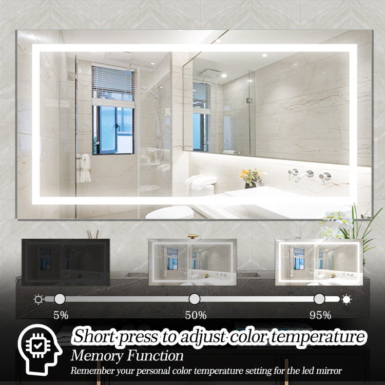 60" X 32" Led Bathroom Mirror With Anti Fog And Touch Sensor Modern Frameless Lighted Wall Mirror For Bathroom Vanity, Shower Room, Or Dressing Area