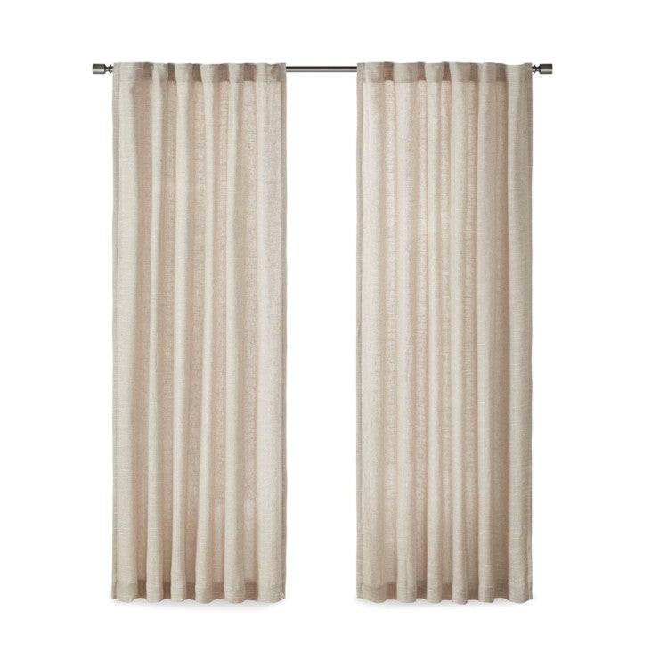 Faux Linen Rod Pocket And Back Tab Fleece Lined Curtain Panel Only 1 Pc Panel