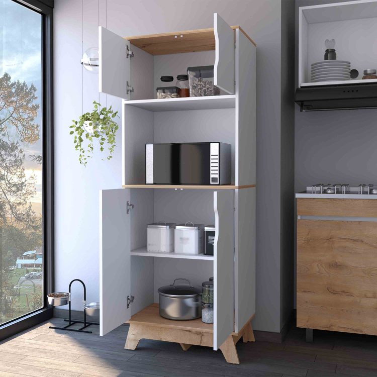 Brussel Microwave Pantry Cabinet, Top Double Door Cabinet, Countertop Surface
