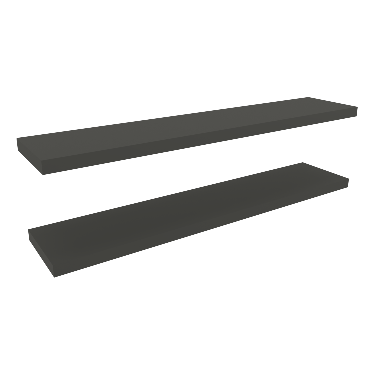 Floating Shelves 1.50" H, With 2 Shelf, Matt Gray