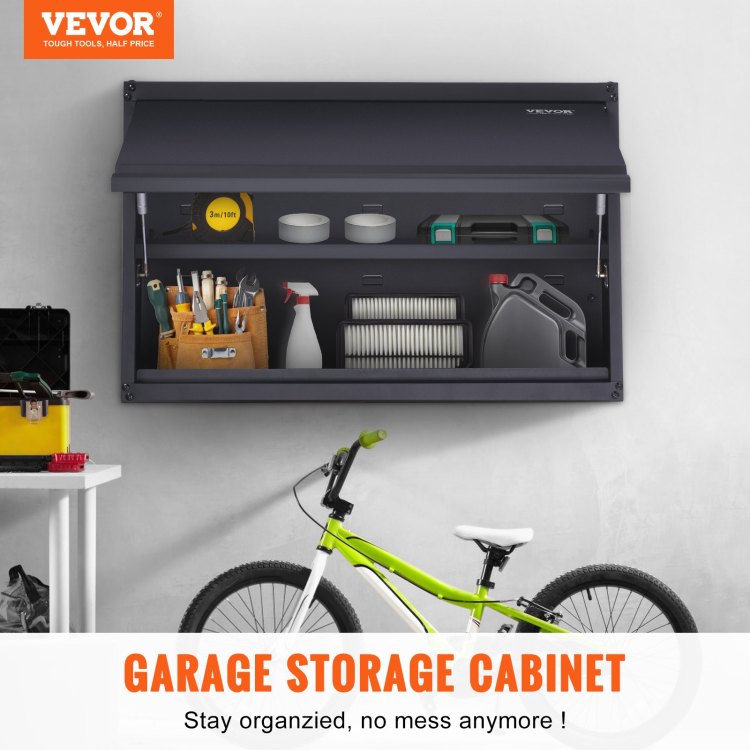 Metal Storage Cabinet, 120Lbs Load Capacity Per Shelf, 20'' Tall Wall Mounted Powder Coating Steel Garage Cabinet With Adjustable Shelf, Press To Lock & Open Door, Perfect For Office Home Garage