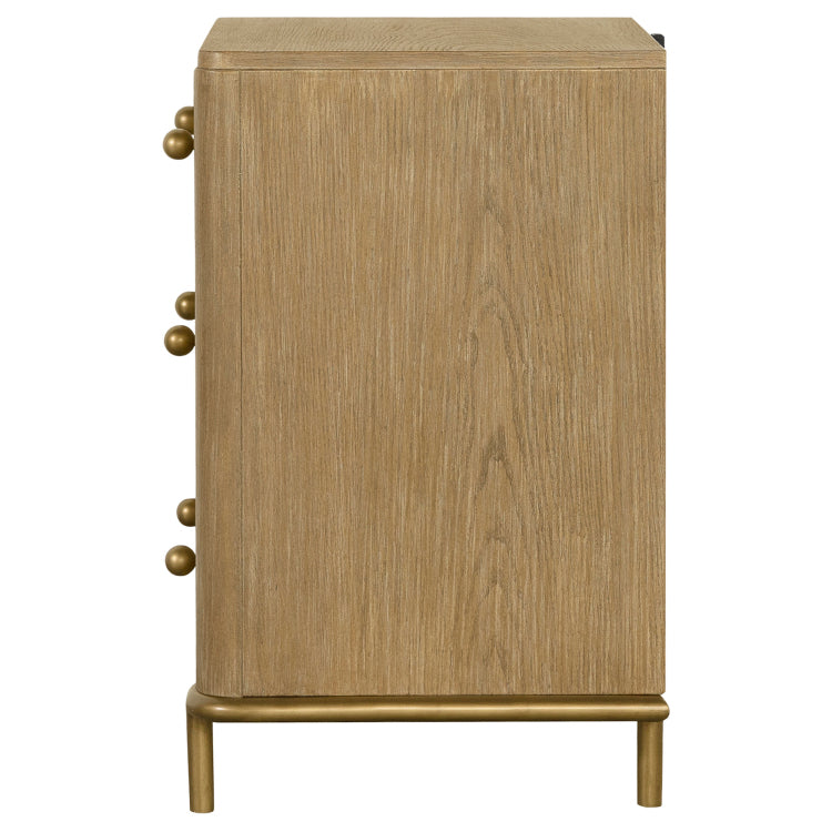 Sand Wash 3 Drawer Nightstand With Usb Ports