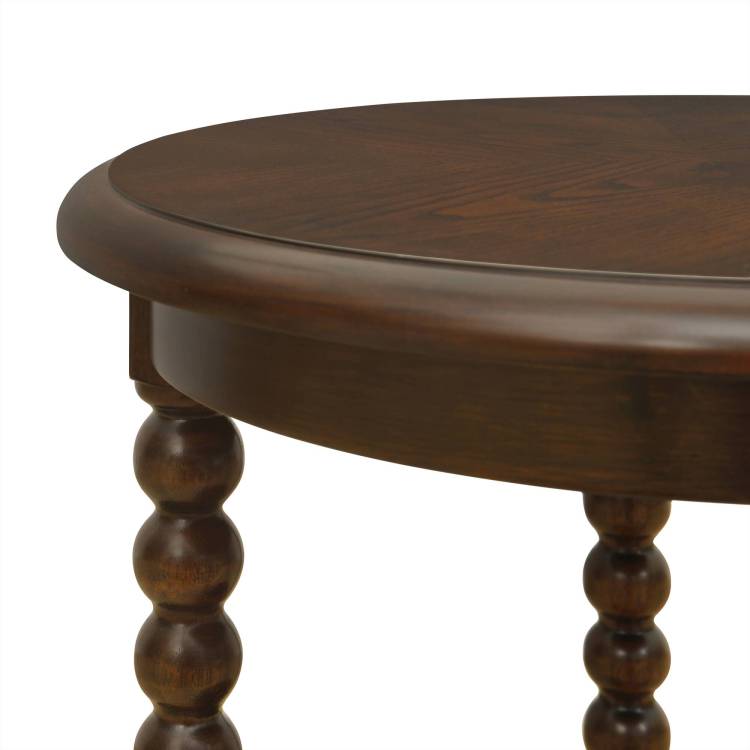 Round End Table With Shelf Brown