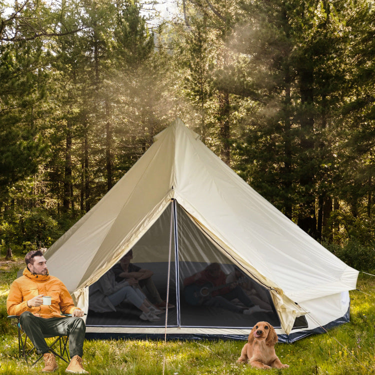 Outsunny 10 Person Yurt Tent Glamping Bell Tent With Spacious Interior, Waterproof Design, For Family Outdoor Camping, 16' X 16' X 10'